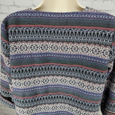Bobeau Multicolor Aztec Print Open 3/4 Sleeve Pockets Unlined Jacket Size XS