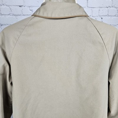 VTG Rain Or Shine Tan Removable Faux Fur Lining Buttoned Trench Coat USA Small S