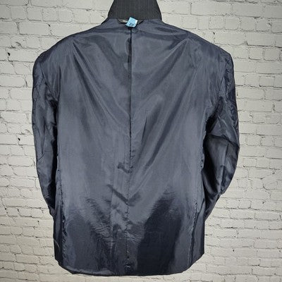 Marco Viali Black Pinstriped 3 Button Ventless Notch Blazer Sport Coat 42R