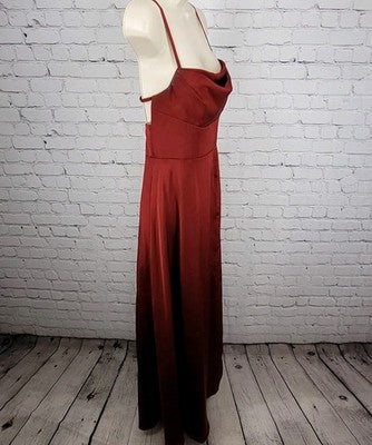 Azazie Red Strappy Backless Side Slit Maxi Bridesmaids Formal Long Dress A6