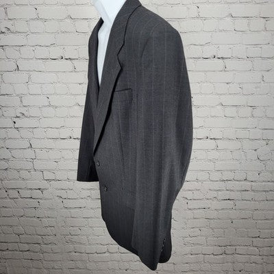 Jack English Grey 100% Wool Pinstriped 2 Button Ventless Blazer Sport Coat 42L