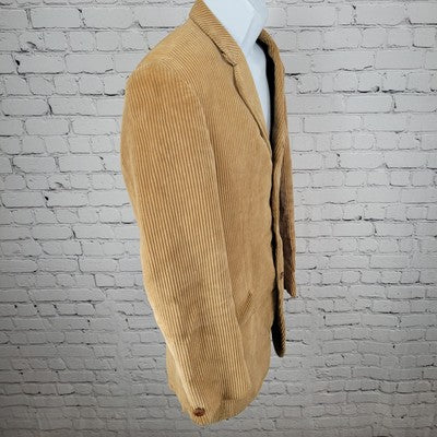 VTG Meisterklassse Tan Corduroy 3 Button Vented Blazer Sport Coat Size 38