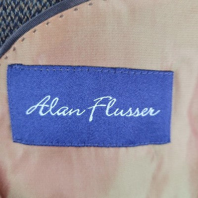 Alan Flusser Brown 100% Lambswool Tweed Notch Vented Blazer Sport Coat Size 44R