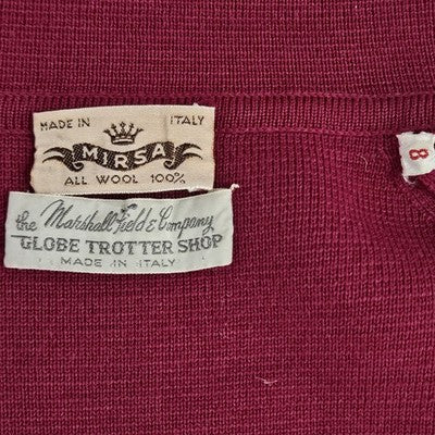 VTG Mirsa Red 100% Wool 2 Piece Set Buttoned 3/4 Sleeve Crop Jacket Top Italy 8