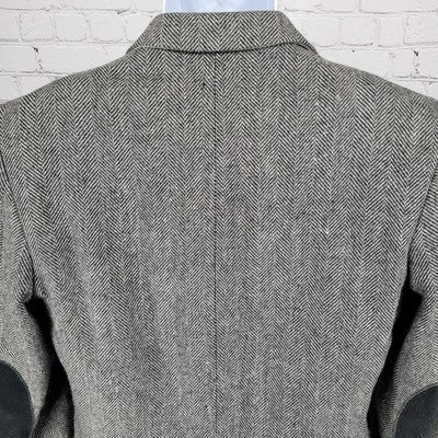 Barrage Grey Wool Linen Blend Tweed Herringbone Blazer Sport Coat Size 38R