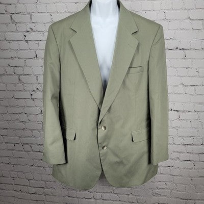 Haggar Gentleman's Closet Green Gray 2 Button Vented Notch Blazer Sport Coat 46