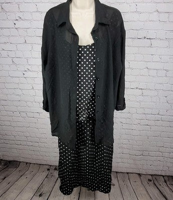 VTG Studio I Black Polka Dot 3 Piece Outfit Skirt Set USA Made Size 16 Large L