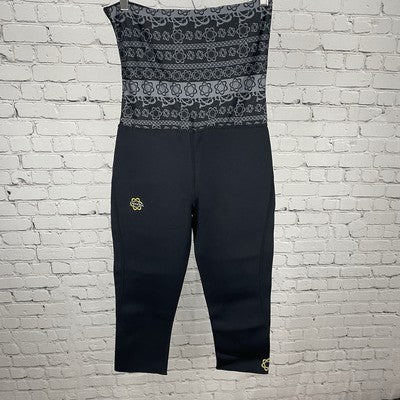 Zaggora Black Celu-lite Technology Workout Crop Leggings Pants Medium M (28x21)