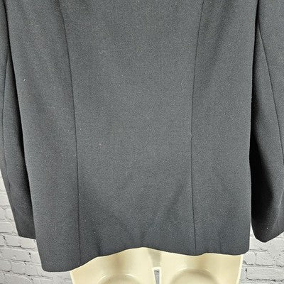VTG Hucke Black Wool Blend European 2 Button Peak Blazer Suit Jacket 44 US L/XL