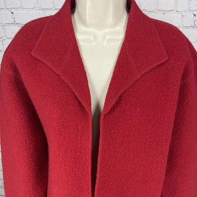 Harve Benard Red Open Classic Collared Pockets Unlined Jacket Size Large L