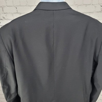 Kenneth Cole Black 100% Wool 2 Button Double Vented Notch Blazer Sport Coat 48L