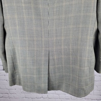 Jos A Bank Black Beige 100% Wool Houndstooth 2 Button Blazer Sport Coat 44R