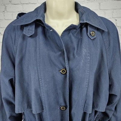 VTG F.S.L Collection Navy Belted Hood Removable Bodywarmer Liner Trench Coat 8P