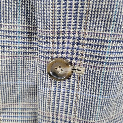 Jos A Bank Tan Silk & Wool Blend Houndstooth Notch Blazer Sport Coat Size 46R