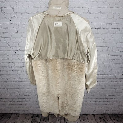 VTG Ballymoor Beige Buttoned Faux Fur Removable Liner Trench Coat Size 44R