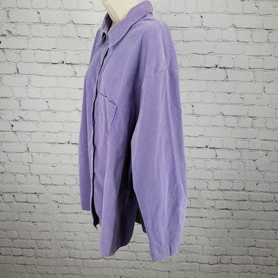 Kathleen Sommers Purple Corduroy Stretch Long Sleeve Shirt USA Made Plus Size 2