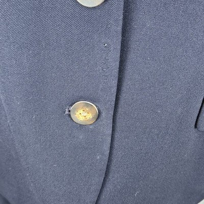 VTG Jones New York Navy 100% Wool Full Skirt Jacket Suit 2 Piece Set USA 8/10