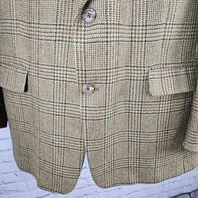 VTG Austin Reed Brown Houndstooth 2 Button Vented Notch Blazer Sport Coat US 44R