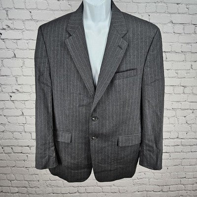 VTG Lauren Ralph Lauren Grey 100% Wool 2 Button Notch Blazer Sport Coat 42R