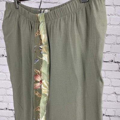 VTG Mozart Green Floral Lightweight Elastic Waist Skirt USA Made Size Small S