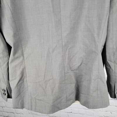 Tahari Grey One Button Puff Sleeve Stretch Notch Blazer Suit Jacket 18