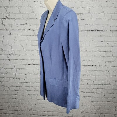 VTG Benchley Ltd Blue Linen Blend 3 Button Notch Blazer Suit Jacket USA Size 8T