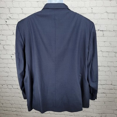 Joseph Abboud Navy 100% Wool Marzotto Super 100's Blazer Sport Coat US 50R *hole