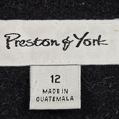 Preston & York Black Wool Blend Button Bow Collar Lined Over Coat 12 *defects