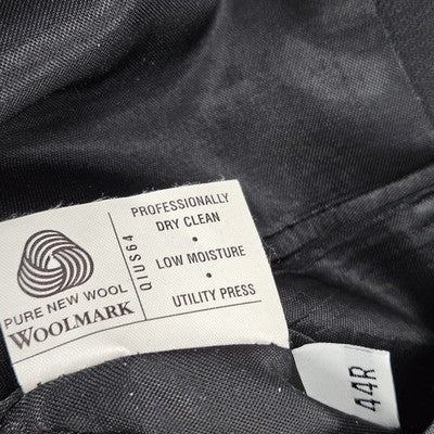 VTG Austin Reed Black 100% Wool 3 Button Ventless Blazer Sport Coat USA 44R