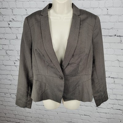 NWT Worthington Brown Herringbone Buttoned Stretch Notch Suit Jacket Size 14