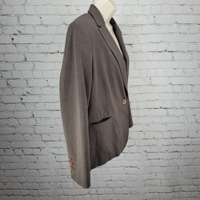 Perry Ellis Brown 1 Button Vented Lined Notch Blazer Women’s Suit Jacket Size 10