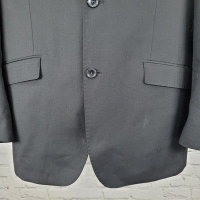 Bachrach Black 100% Wool Modern Fit 2 Button Double Vented Notch Blazer Size 42L