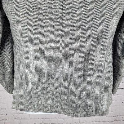 Barrage Grey Wool Linen Blend Tweed Herringbone Blazer Sport Coat Size 38R