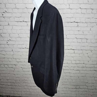 VTG Bill Blass Navy Pinstriped 2 Button Vented Notch Blazer Sport Coat USA 46L