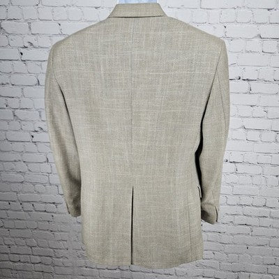 VTG Haggar Gallery Beige Check 2 Button Vented Notch Blazer Sport Coat USA 38