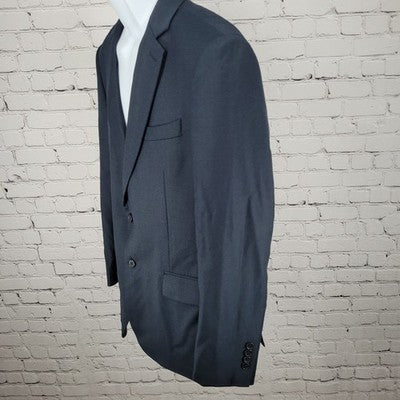 Renoma Paris Homme Navy Stretch Wool 2 Button Notch Lapel Blazer Sport Coat 40
