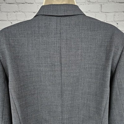 Jones NY Grey Wool Blend Stretch Platinum Easy Care Peak Blazer Suit Jacket 16
