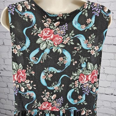VTG Mainberry Inc Los Angeles Multicolor Floral Sleeveless Tapered Jumpsuit US L