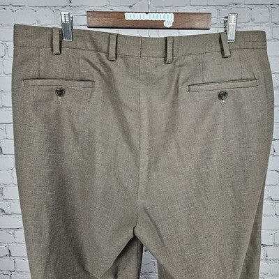 Michael Kors Brown Flat Front Straight Leg Stretch Dress Pants Trousers 36x32