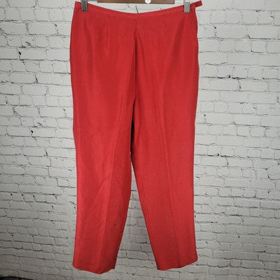 VTG Bice Red Silk High Rise Lined Lightweight Zip Closure Pants Size 10 (27x28)