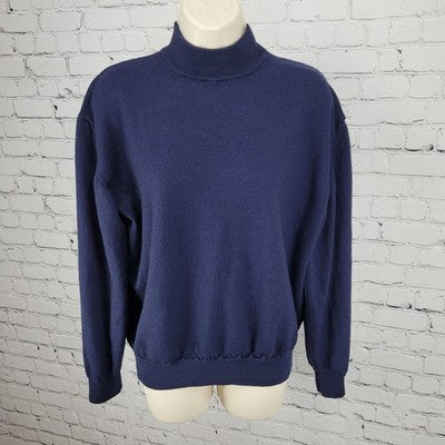 Tricots St Raphael Navy Merino Wool Silk Cashmere Sweater Italy Made Size XL
