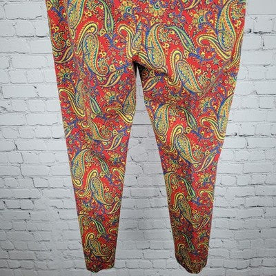 Lauren Ralph Lauren Multicolor Paisley Stretch Mid Rise Tapered Pants 8 (31x29)