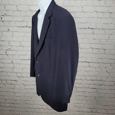 Jos A Bank Navy 100% Wool 2 Button Single Vented Notch Blazer Sport Coat 42R