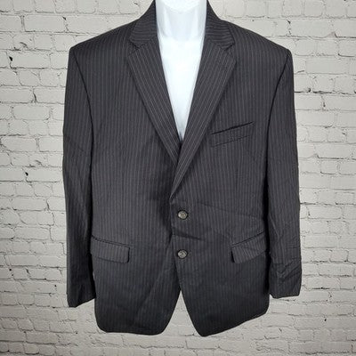 Lauren Ralph Lauren Black 100% Wool Pinstriped 2 Button Blazer Sport Coat 42S