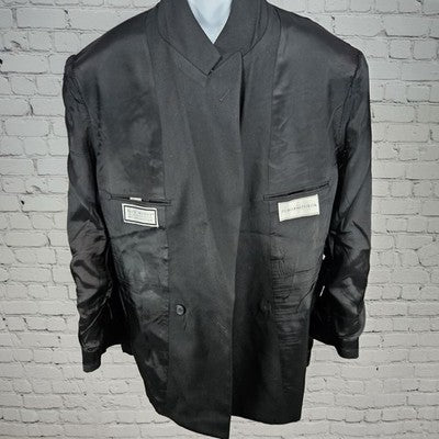 VTG Paul Rodon Black Wool Blend Double Breast Blazer Sport Coat US 46L *tear