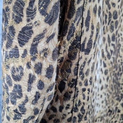 Chico's Tan Gold Leopard Buttoned Lightweight Lined Jacket 2 US 12