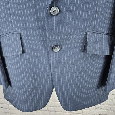 VTG Barney's Monte Cristo DeLuxe Navy Pinstriped Notch Blazer Sport Coat USA 38