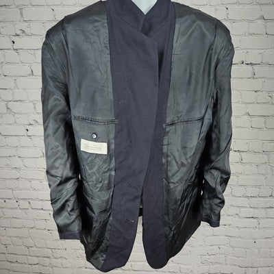 VTG Oscar De La Renta Navy 2 Button Ventless Notch Classic Blazer Sport Coat 42R