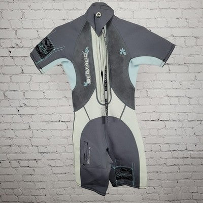 Sea Doo BRP Grey 4 Way Flex Zip Stash Pocket Shorty Springsuit Wetsuit 7/8