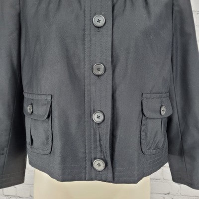 J. CREW Black 100% Wool Super 120's Lightweight Buttoned Lined Jacket Size 4